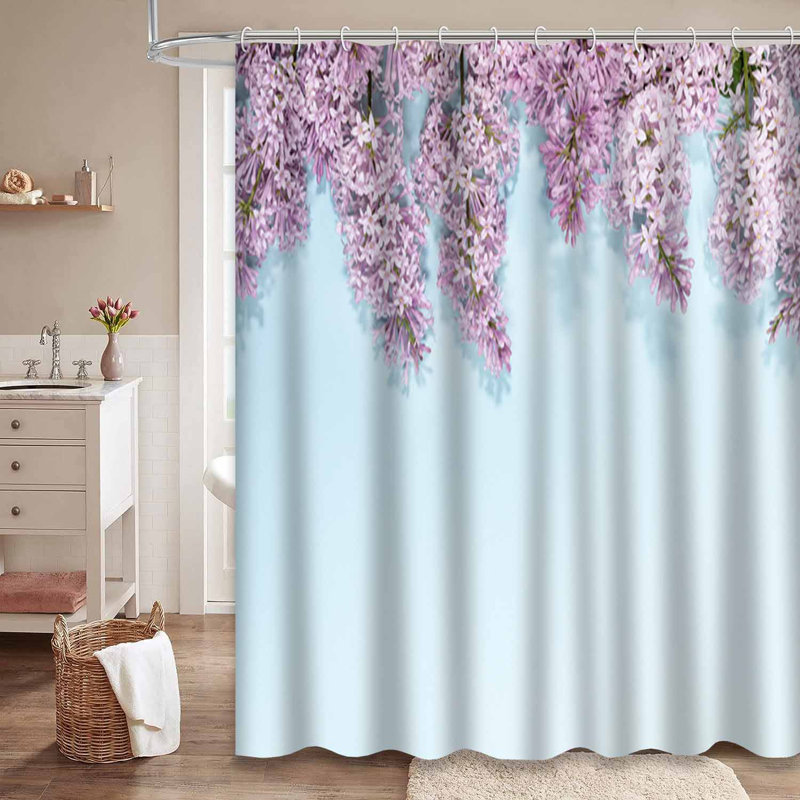 Rideau de douche avec 12 crochets Lilas, L 72 po x l 84 po
