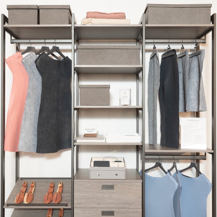 California Closets The Everyday System 72 W 14D Hanging & 3 Drawer Cabinet Closet System Martha Stewart Finish: Perry Street White Woodgrain Graph