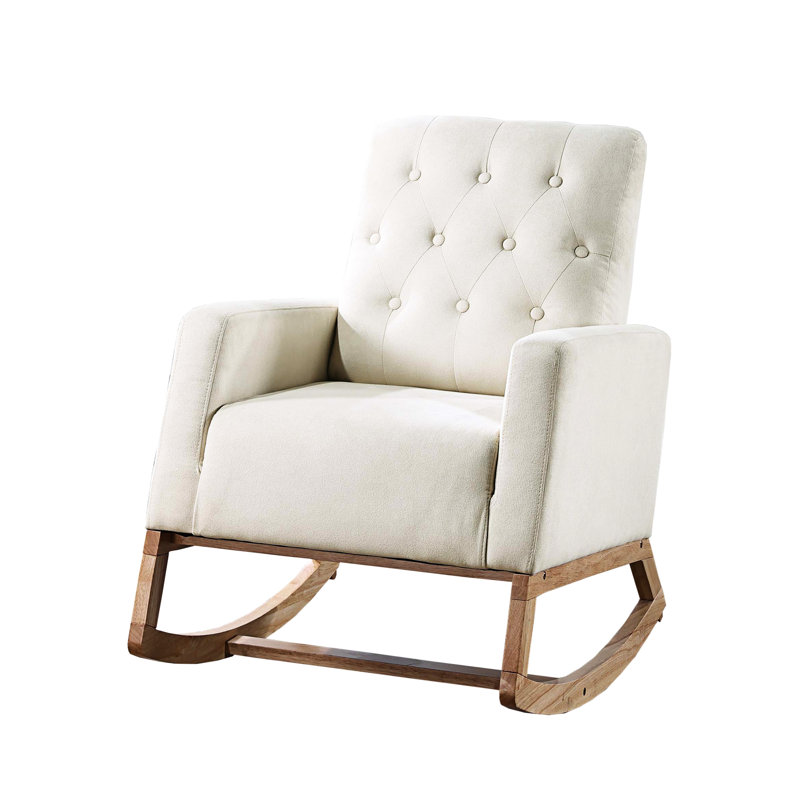 Chaise berçante rectangulaire de couleur beige et crème