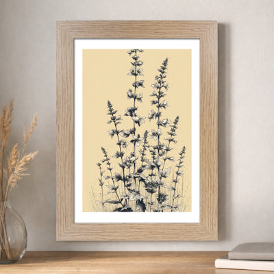 Nordic Botanical Wall Art Home Decor - Slender Dotwork Wildflower Illustration in Black on Cream, Giclee Art Print for Scandinavian Style 1 Piece Wall Art