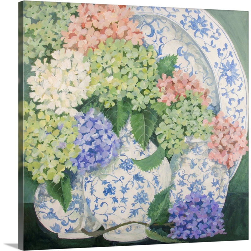 " Hydrangeas ", Wrapped Canvas, 12" H x 12" W x 1.25" D