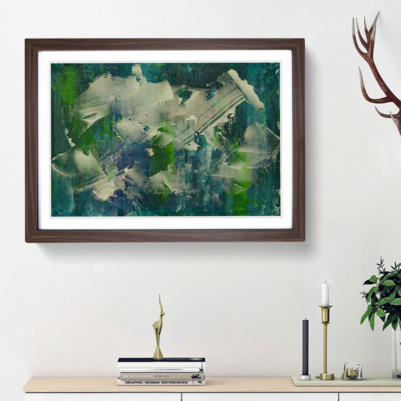 Abstract Art Painting Vol.154 by S.Johnson - Framed Print, 62cm H x 87cm W x 2cm D, Walnut Framed