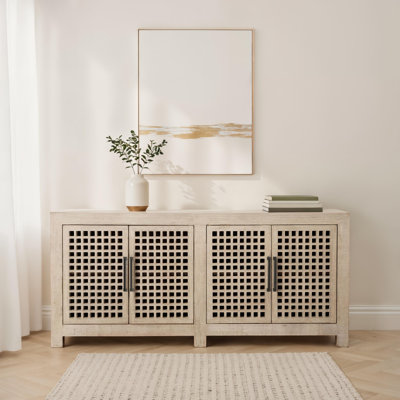 Devina 74" Reclaimed Pine 4-Dr Sideboard, Light Warm Wash by Bayou Breeze