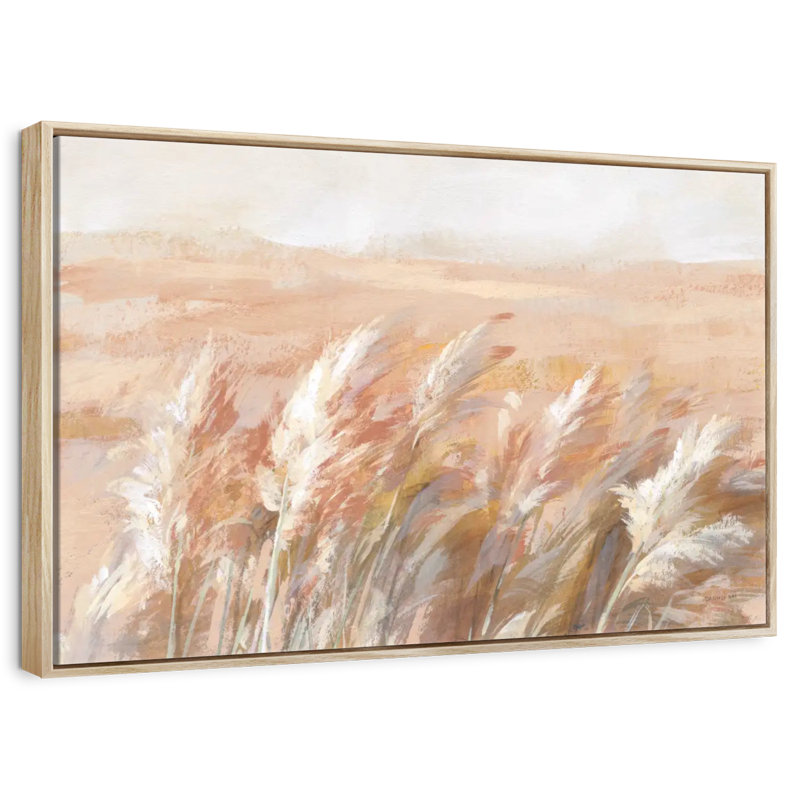 Herbes de prairie en terre cuite, Cadre flottant en bois naturel, 40 po x 27 po
