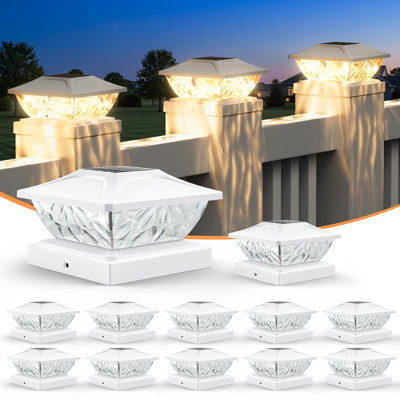 Solar Post Cap Lights Outdoor, Solar Fence & Deck Post Lights with 2 Lighting Modes, IP65 Weather-Resistant, Fits 4 in. & 5 in. Wood or Vinyl Posts