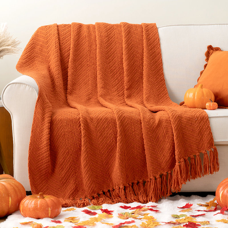 Jeté pour canapé, jeté chaud super doux pour lit simple, couverture en chenille tissée en tricot polyvalente pour le décor de la chambre à coucher