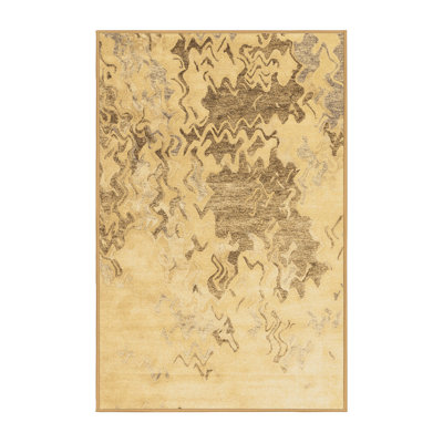 Tapis brun contemporain lavable à la machine 2592