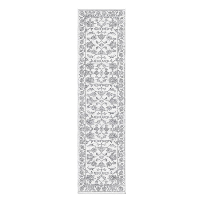 Tapis blanc / gris Musselman, Tapis de couloir 2 pi x 5 pi 3 po, Blanc gris