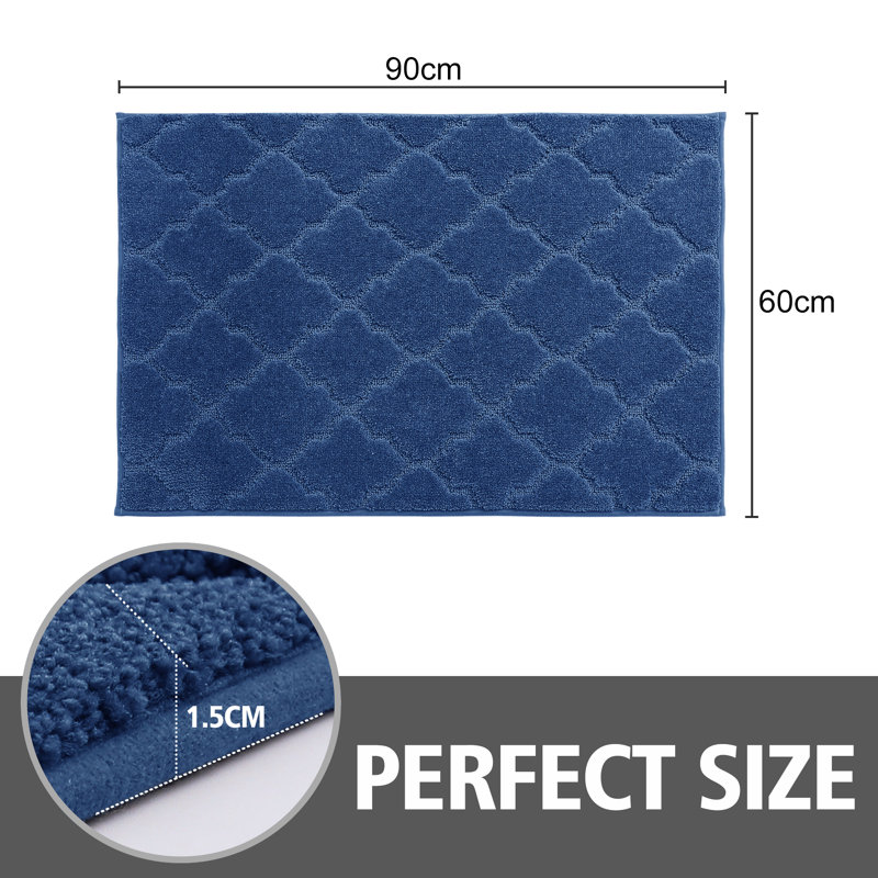 Non-Slip Geometric Doormat, 61cm W x 91.4cm L, Blue