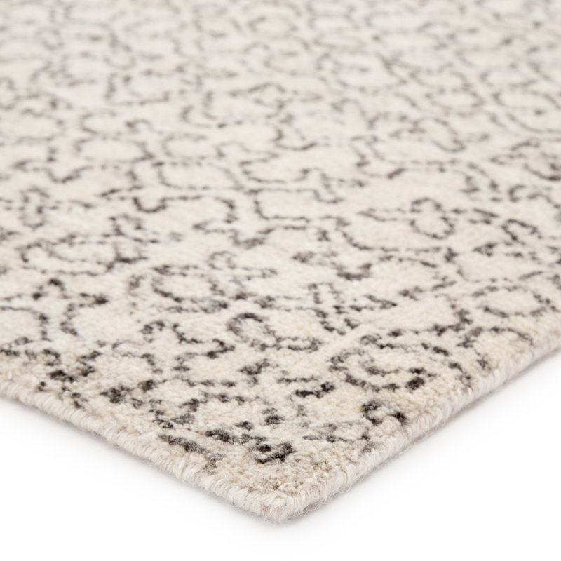 Tapis ivoire / noir en laine noué à la main Alemar, Rectangle 12 pi x 15 pi