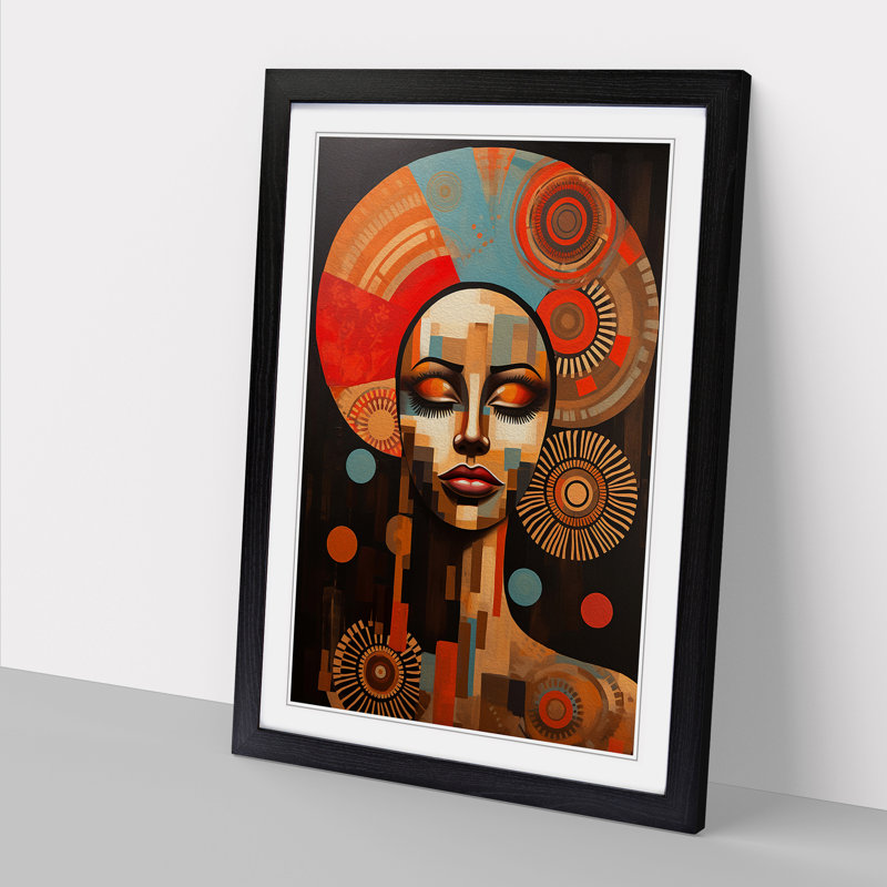 African Woman Dadaism Art - Framed Print, 46cm H x 34cm W, Black Framed
