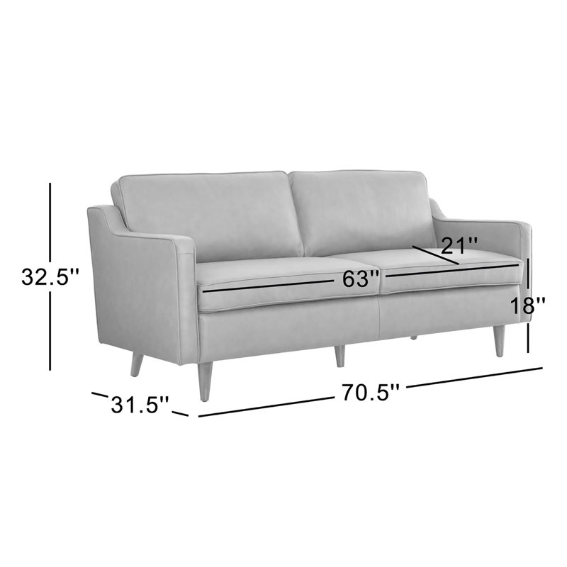 Modway Impart Mid-century Modern Top-grain Leather Sofa, Tan Genuine Leather