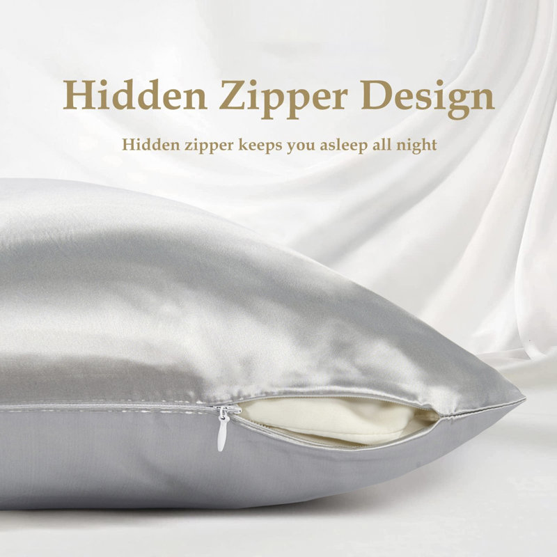 Silk Hand Woven Pillow Case, Queen Pillowcase, Silver