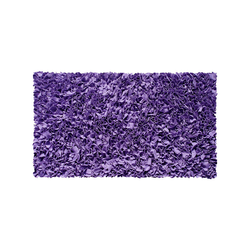Tapis décoratif mauve clair à longs poils en coton, Rectangle 2 pi 8 po x 4 pi 8 po