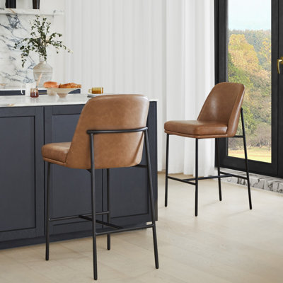 Angelick Upholstered Counter Stool with Metal Frame