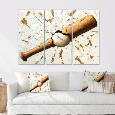 Ensemble de salon de baseball Bat Crack - Sport Baseball Wall Art