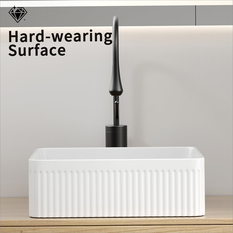 Lavabo de salle de bain vasque rectangulaire en porcelaine