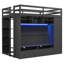 Lit mezzanine double avec tiroirs, tablettes et gris clair-386540540