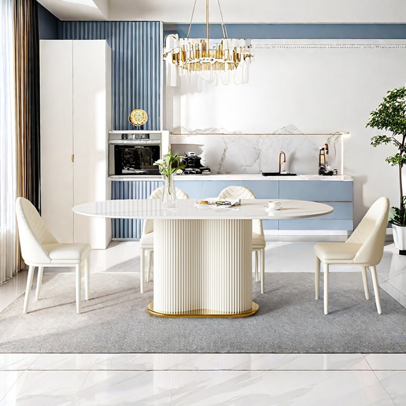 Ensembles de table de salle à manger ovales simples et luxueux, H 29,5 po x L 63 po x l 35,4 po