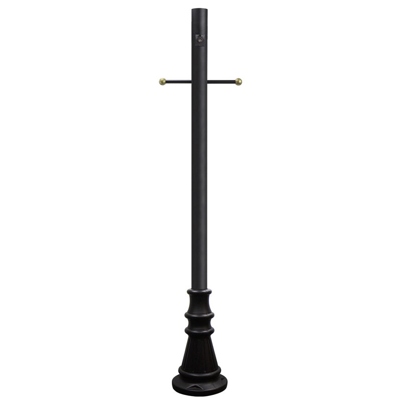 Solus 6 Ft. Surface Mount Lamp Post with Decorative Cross Arm, Dusk-to-Dawn Sensor and Decorative Base Cover