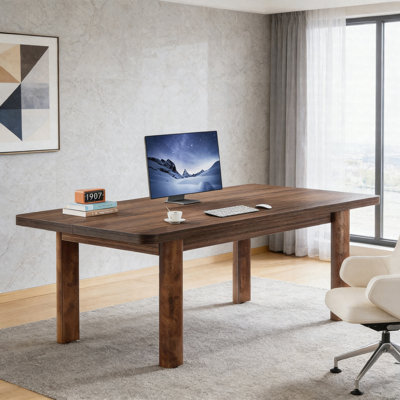 63" Wood Executive Desk, Sturdy Home Office Computer Desk