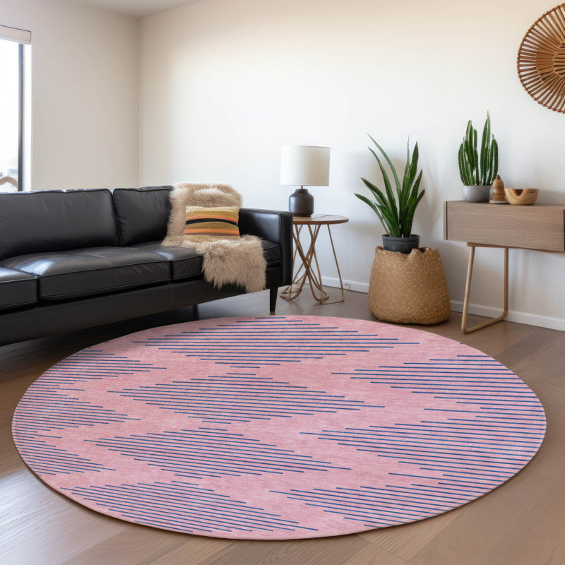 Premium Machine Washable Jahnke AMF1017 Geometric Rug, Round 8'