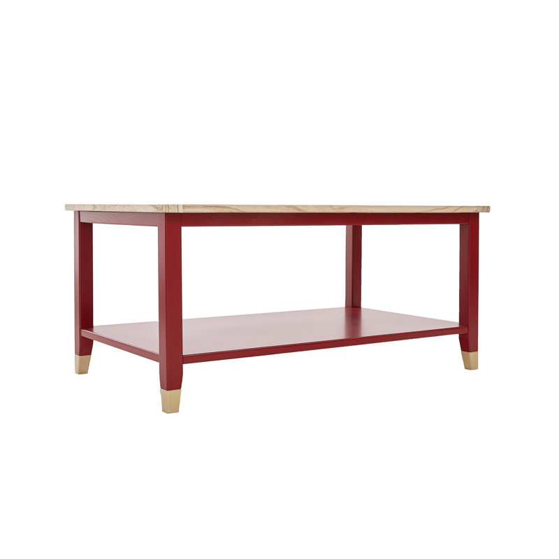 Athina Frame Coffee Table with Storage, Red, Natural