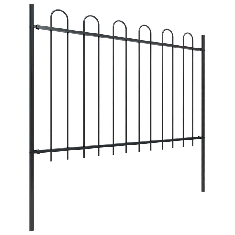 Clôture en métal noir Kimmswick, H 5,6 pi x l 50,2 pi