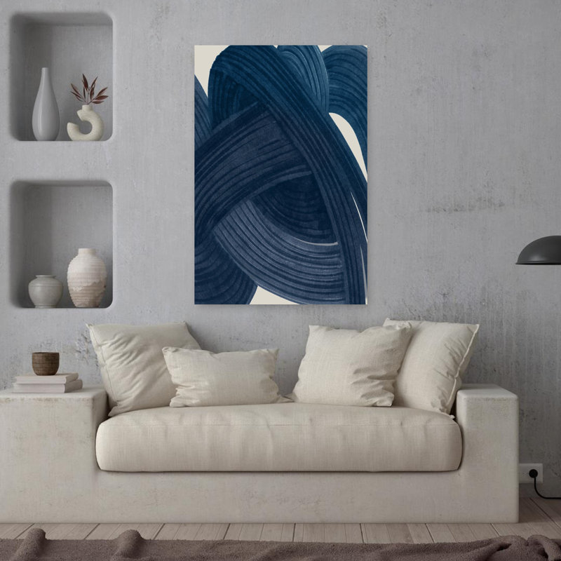 Tangle In Indigo I, art minimaliste contemporain abstrait, H 36 po x l 24 po