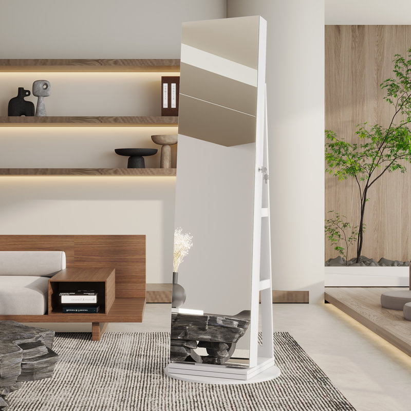 Armoire à bijoux avec miroir 21,6 po de largeur, Blanc