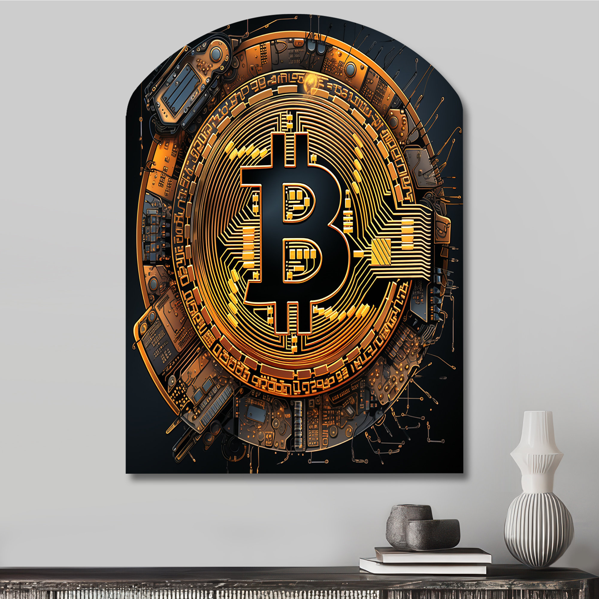Design Art Bitcoin Crypto Seal - Modern Geometric Arch Shape Assymterical  Wall Art | Wayfair