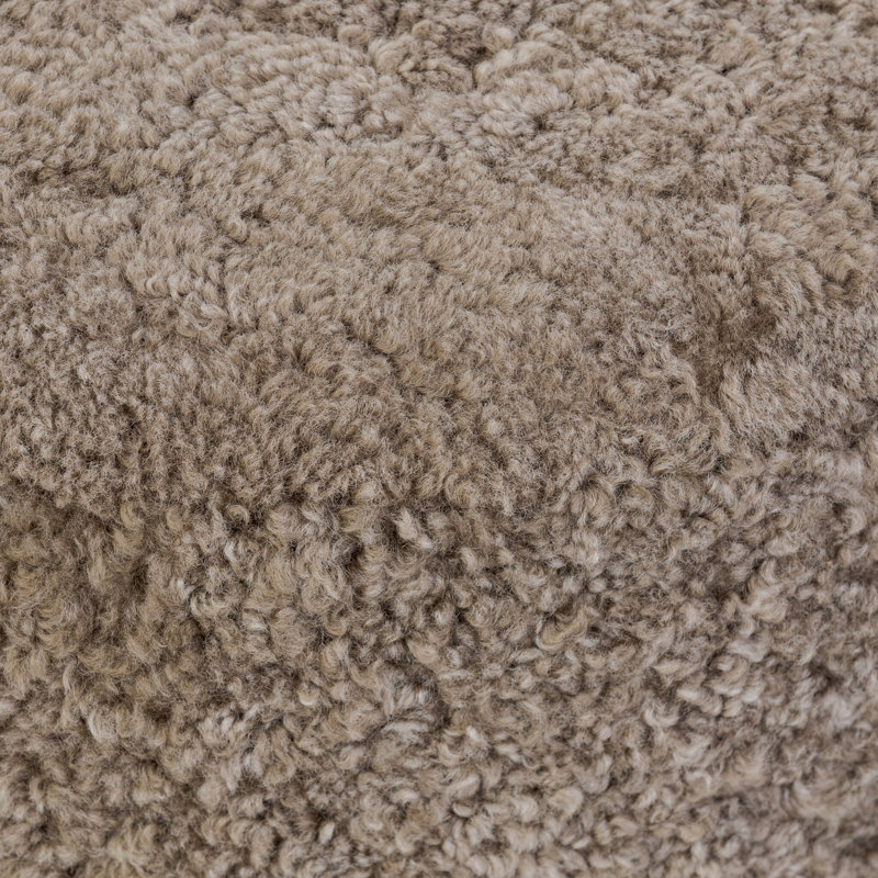 BILBURY Round Ottoman, Taupe Shearling