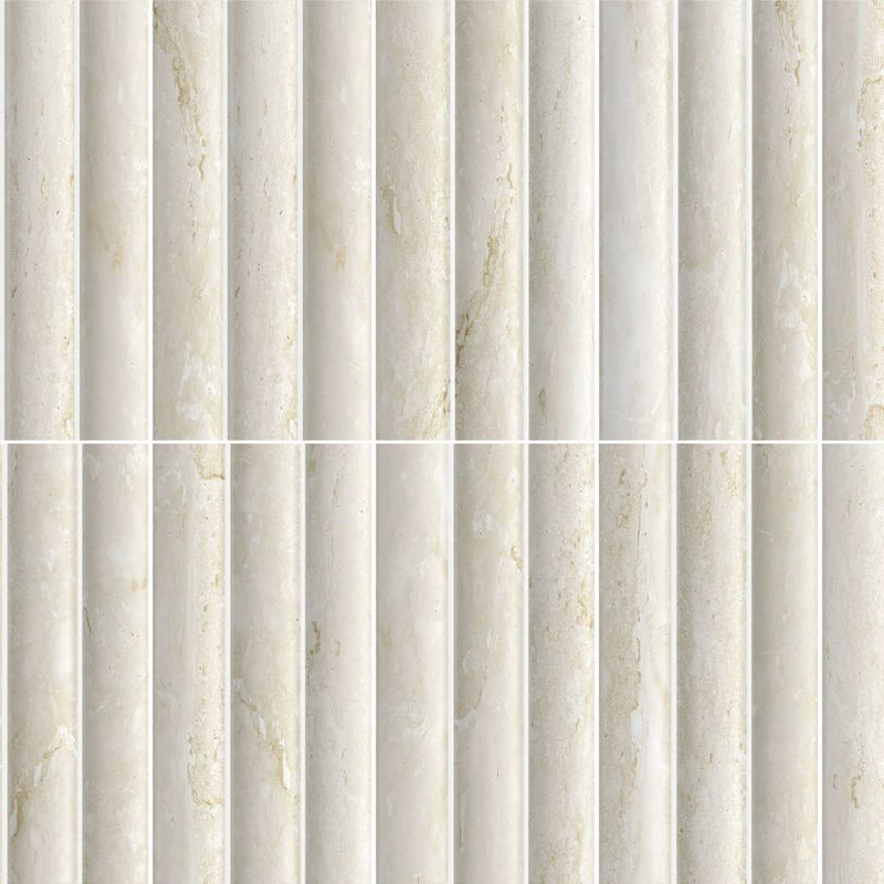 Lyrical 4.5" x 9" Matte Porcelain Fluted Wall Tile, Travertine