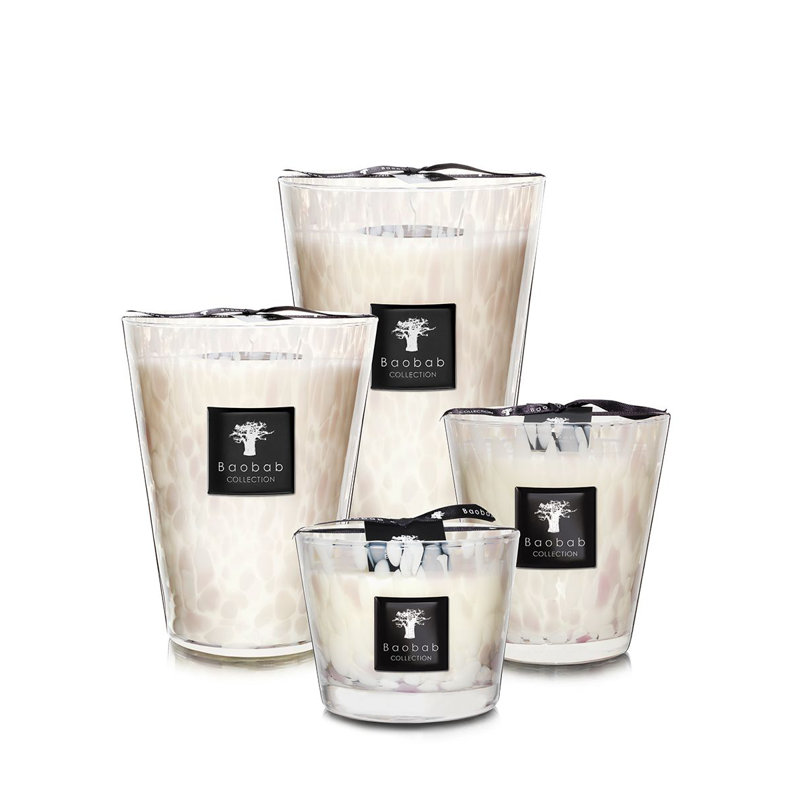 Pearls White Candle, 13.8" H x 9.36" W x 9.36" D