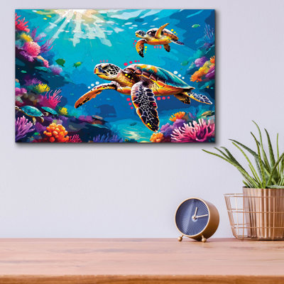  «Sea Turtle Buddies» par Dean Russo, art mural en verre acrylique, 16 po x 12 po