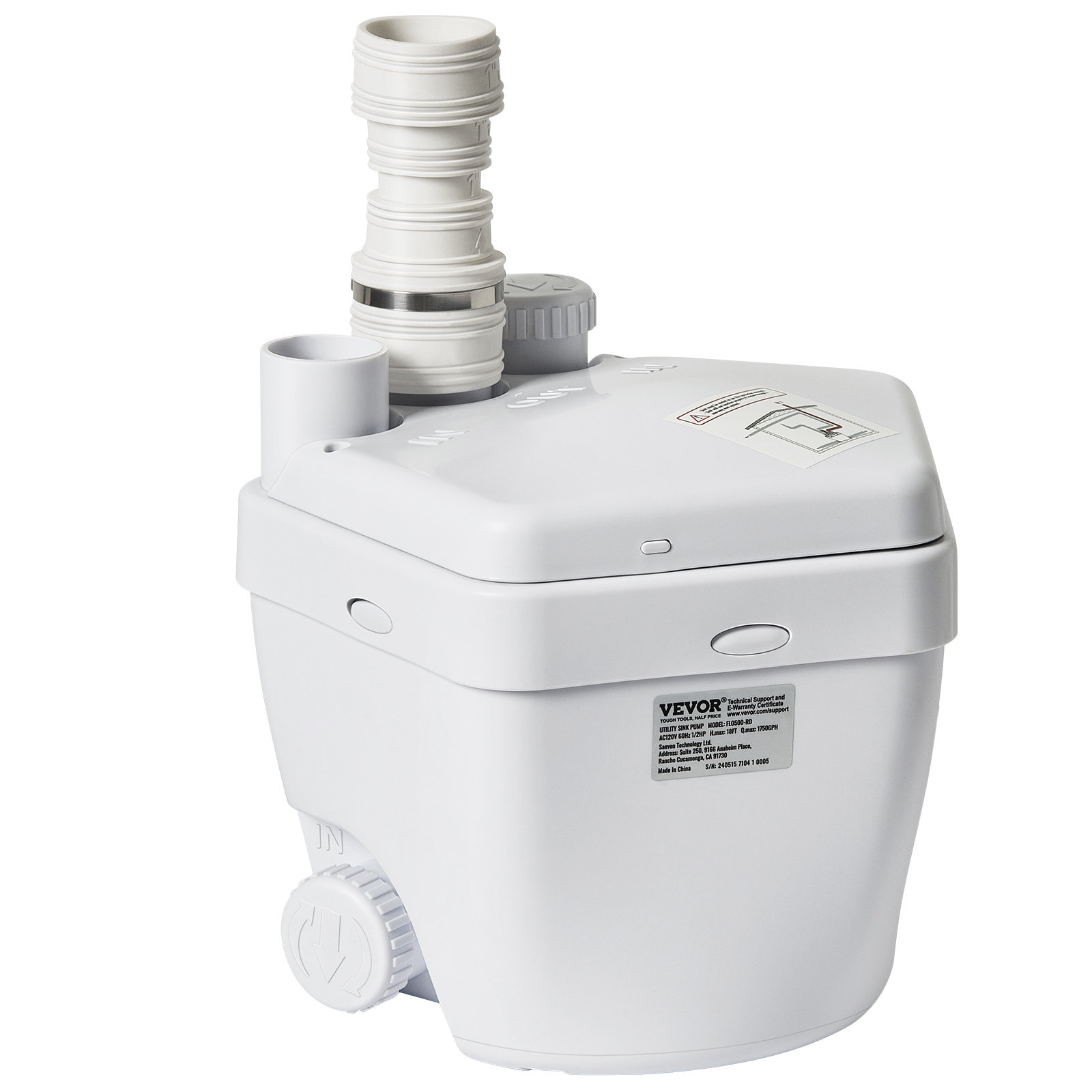 VEVOR Utility Sink Pump Laundry Sink Drain Pump System 1/3 HP 1500