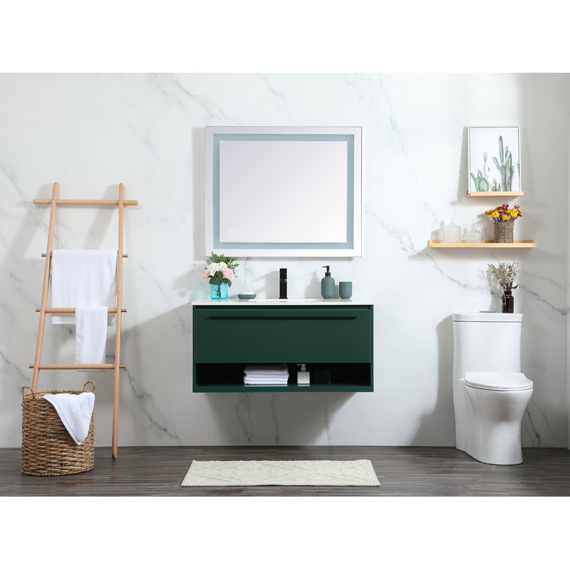 Ensemble de meuble-lavabo simple mural 40 po Roman, Vert