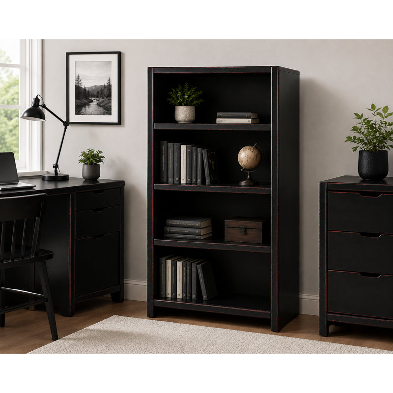 McKaylah Bookcase, European Burnt Black, (3 Shelf) 60” H x 32” W x 13” D