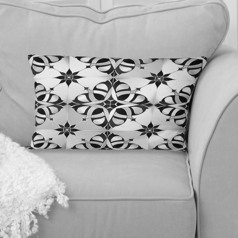 Coussin lombaire noir avec étoiles blanches I