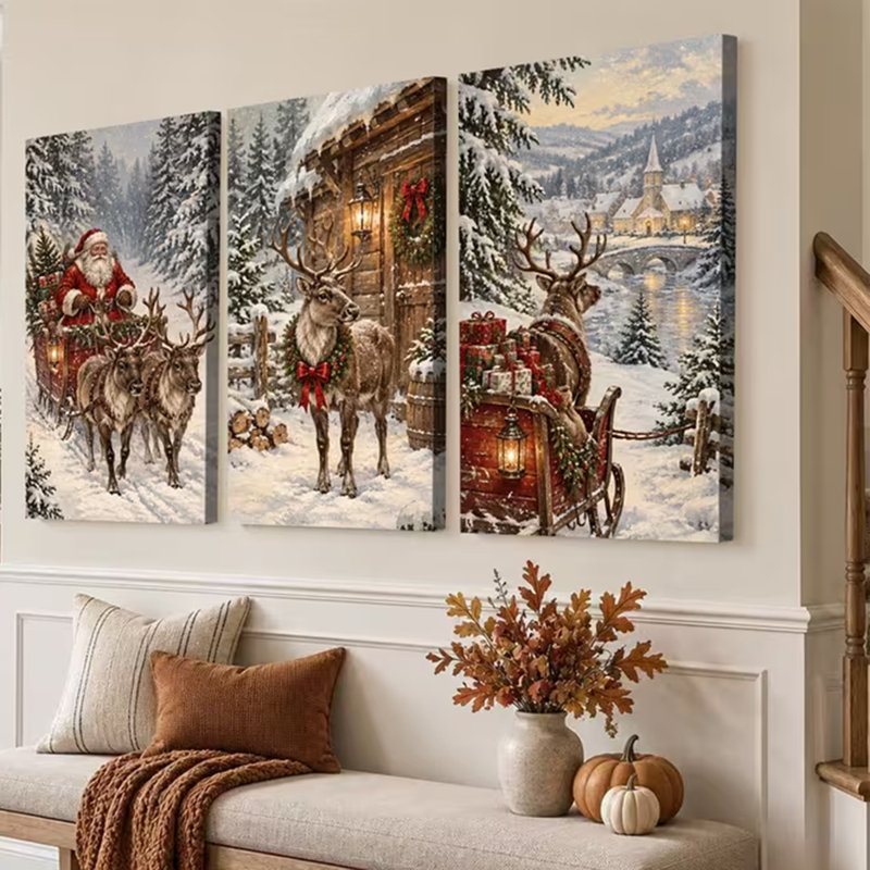 3 Piece Wrapped Canvas Wall Art, 90cm H x 60cm W