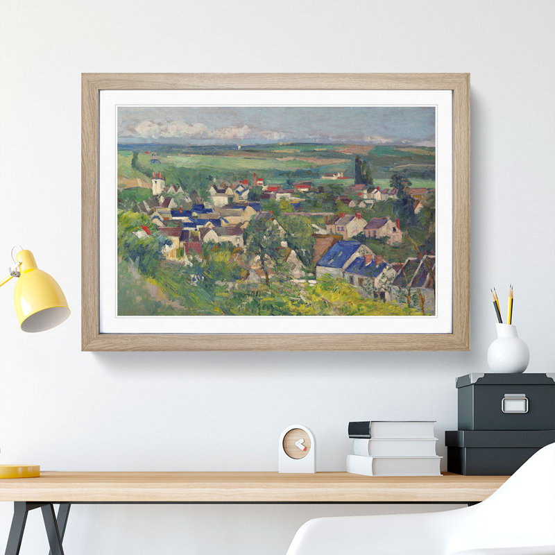 View of Auvers by Paul Cezanne - Picture Frame Painting, 36cm H x 48cm W x 2cm D, Oak