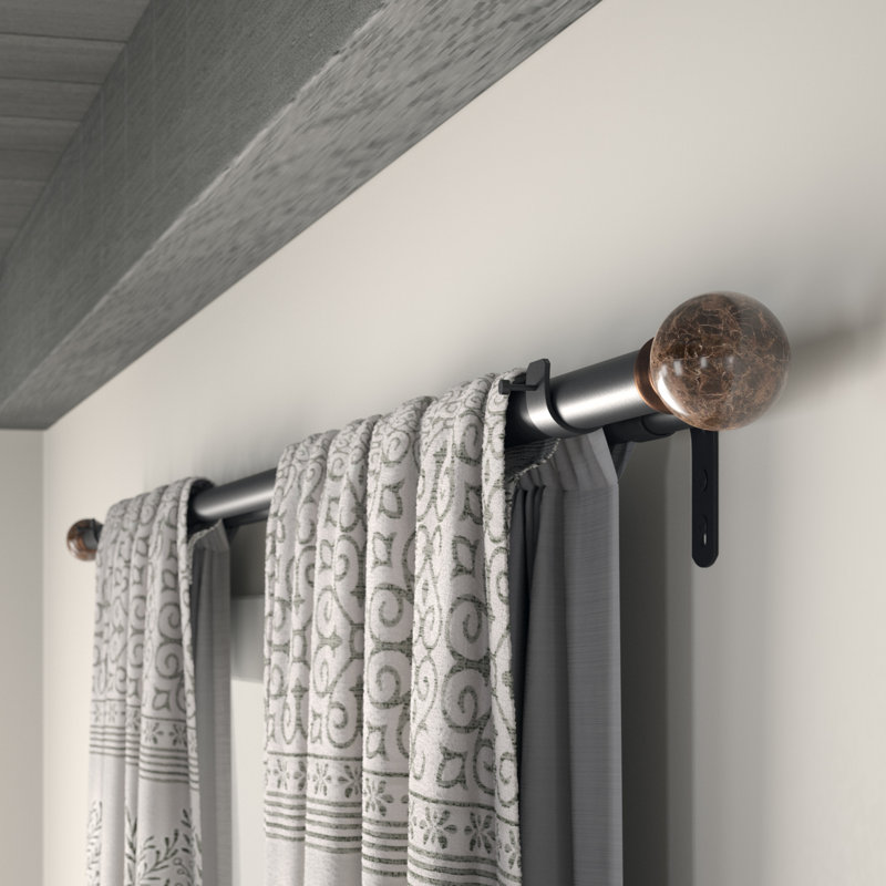 Madchen Adjustable Double Curtain Rod, 36"-72" W, Antique Silver