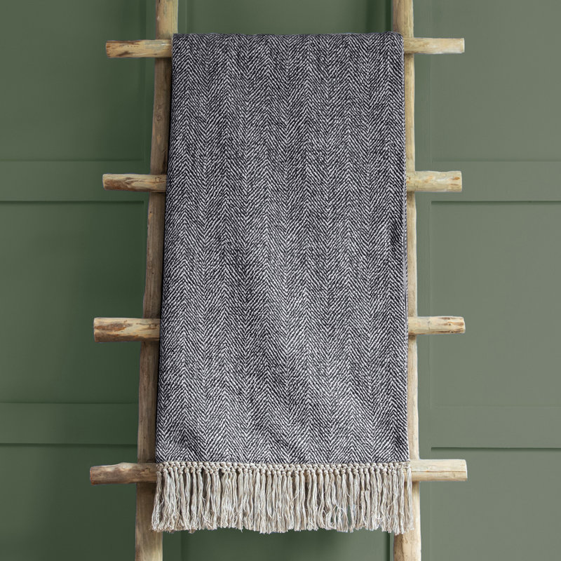 Oryx Hand Woven Throw Blanket, Dark Grey