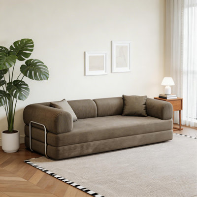 Canapé à compression de 78,8 po - Canapé-lit de plancher convertible avec dossier coussiné, canapé-lit futon confortable, canapé modulaire en velours côtelé pour salon et chambre à coucher