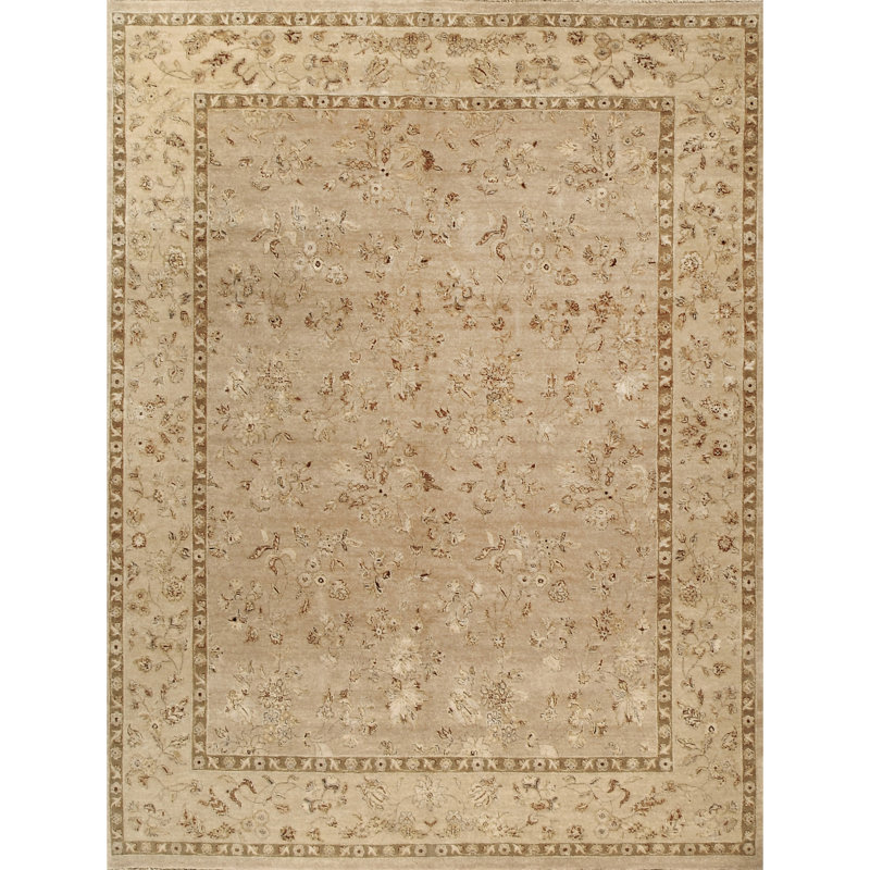 Hand Knotted Oriental Area Rug in Cream/Ivory, Rectangle 8' x 10'