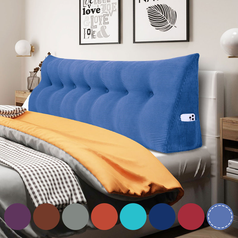 Coussin de siège à dossier large pour lit très grand ou lit de repos Sit-up Back Comfort, Bleu