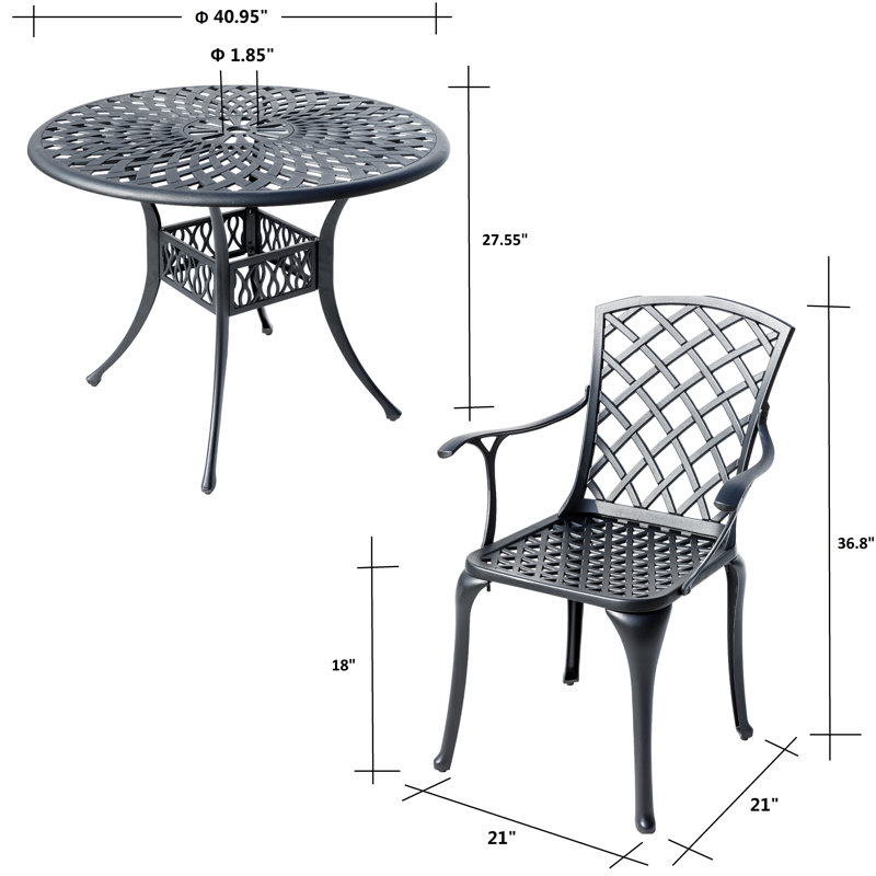 Timeless Beauty- Stylish Cast Aluminium Bistro Set, Black