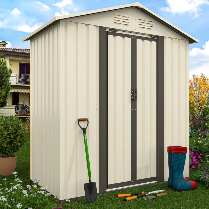 5X3, Outdoor Storage Garden Shed, Aluminum Alloy Frame, Long - Lasting Durability, Cream White, New Design, Modern Aesthetic, Spacious Interior, Supplies, Ventilated, Waterproof, Installation Manual