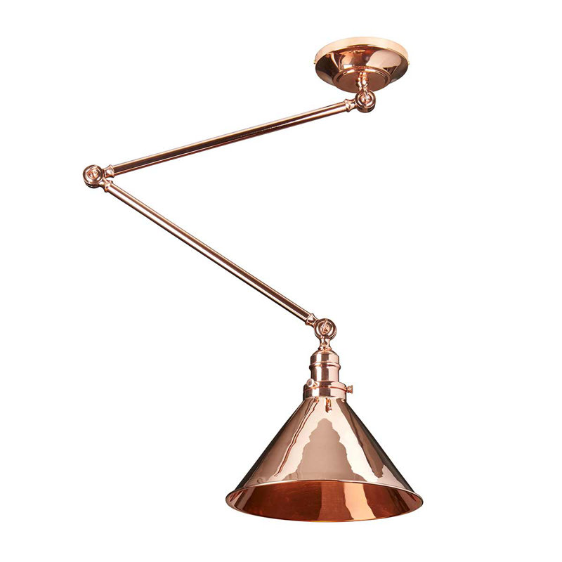 Evie Swing Arm Sconce, Polished Copper