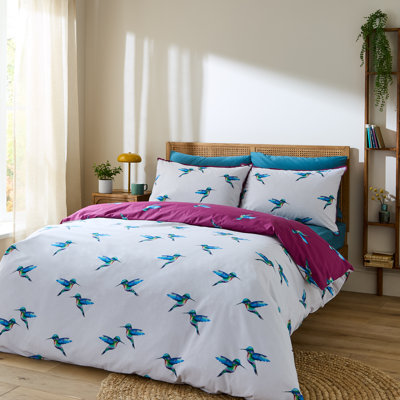Hummingbird Cotton Animal Print Duvet Cover Set with Pillowcases Included